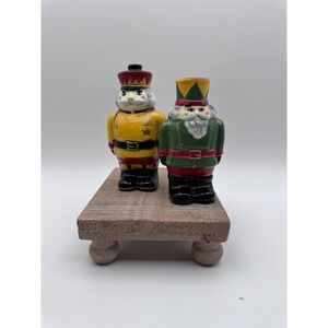 Lillian Vernon Nutcracker Gold and Green Salt and Pepper Shaker Set